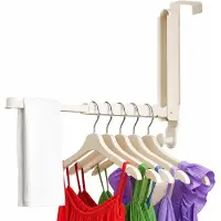 Famanu – Uitschuifbaar droogrek met haken voor over de deur, opvouwbaar en gebroken wit, 1 stuk
