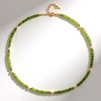 Cavill - Zilveren Halsketting - 925 Sterling Zilver Verguld - 56,9ct Peridoot & Zoetwaterparels - Verstelbaar - Elegante Groene Edelsteen Ketting