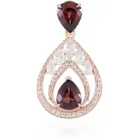 Cavill - Elegante Zilveren Hanger 925 Sterling Zilver - Roze Zirkonen 7,5 ct - Roségoud Verguld - Druppelvorm - Sieraden voor Vrouwen