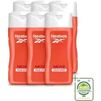 Reebok 6 x - Move Your Spirit - Douchegel - 400 ml - Grootverpakking - Vaatwasstrips - Douchegel - Energie - Geest - Lichaam - Verfrissend
