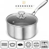 Edenberg Solide RVS Pan met Deksel 20cm 2.5L Honingraat Anti-aanbak Inductie