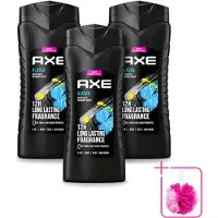 Axe 3 x XL - 3-in-1 Douchegel - Alaska - Ocean Air & Bergamot - 12hrs Long Lasting Scent - 400 ml - Bulkverpakking - Douchegel - Douchemop - Oceaanlucht