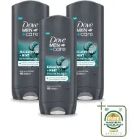 Dove 3 x - Douchegel - Men+ Care Eucalyptus + Mint - Verfrissend en kalmerend - 400 ml - Wasstrips - Douchegel Mannen - Eucalyptus Mint - Hydratatie Huid - 3 In 1 Douchegel - Huidverzorging Mannen