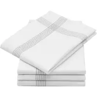 Famanu – Set van 4 theedoeken, keukenhanddoeken, 50 x 70 cm, linnen, wit/grijs