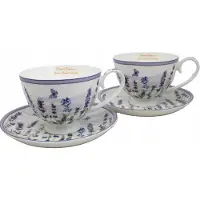 Queen Isabell Porseleinen Koffiekopjes met Schotels - Lavendel Design (2 stuks)