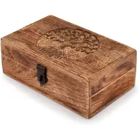 Famanu – Houten Herinneringsdoos met Levensboom Gravure, 20,3 x 12,7 x 7,5 cm