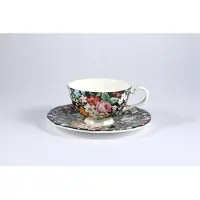 Marco polo Elegante Bone China Kop in Schotel, 185 ml, Bloemendesign
