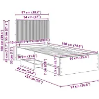 vidaXL Bedframe met opbergruimte en hoofdbord Gerookt eiken