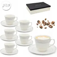 Tragar Bella Fiore Bianco Fiorenza Porseleinen Kopjes & Schotels Set (200 ml, 6 stuks)