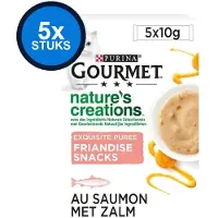 Gourmet 5x - Nature's Creations Puree Zalm & Wortel - Kattenvoer Natvoer - 5x10g