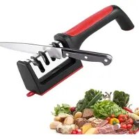 Famanu – Professionele handmatige messenslijper 4-in-1 met ergonomische handgreep en antislip basis voor het slijpen en polijsten van messen en scharen