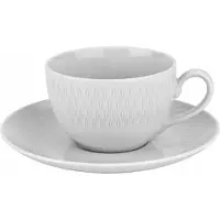 Witek Home 6x Porseleinen Koffiekopjes met Schotels 200ml - Rijst Wit