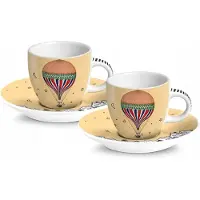 Egan Balony Espresso Kopjes - Set van 2 Gele Kopjes in Metalen Blik