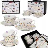 Duo Set van 2 Margaret Porseleinen Kopjes met Schotels, 250ml
