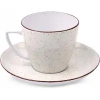 Lubiana Boss Mok 350ml met schotel - Beige Porselein, Vaatwasserbestendig