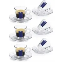 Lavazza Cappuccino Glazen Kopjes met Schotels - 6 Stuks - 160ml