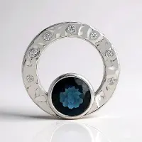 Cavill - 925 Sterling Zilver Hanger - 3,489 ct Londen Blauwe Topaas Rond - 7 Tanzanische Zirkonia 0,214 ct - Elegante Topaas Sieraden Dames