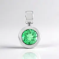 Cavill - Zilveren Hanger 925 Sterling met 1,85 ct Smaragdgroene Kwarts - Platina Geplateerd - Ronde Edelsteen - Elegant & Tijdloos