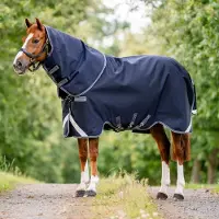 Horseware Supreme 1680D Turnout Plus Lite 0g Navy/Thunderstorm Grey & Silver 84_7'0"