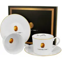 Duo Porseleinen Koffiekopjes met Schotels 230ml - Coffee Time 2 Set