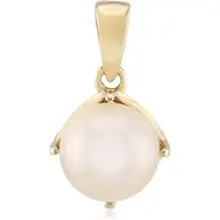 Cavill - Hanger 925 Sterling Zilver - Geelgoud Verguld - Witte Zoetwaterparel 9mm - Elegante Ronde Parel - Chic & Duurzaam Sieraad