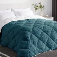 Casabel FLANDRIA Sherpa Winterdekbed Omkeerbaar 600 g/m², Extra Warm, Zacht en Pluizig, 220x240cm, 2 Personen, Leisteenblauw