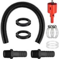 Famanu - Regenton Connector Set - Gemakkelijk aansluiten van regentonnen - Inclusief 500 mm aansluitlang - Zwart 1 stuk