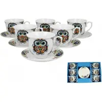 Duo 6x Porseleinen Kopjes met Schotels Sowa Etno 250ml