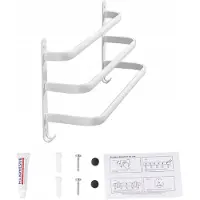 Arhatreya 3-laags handdoekrek met 2 haken, 30cm, Wit