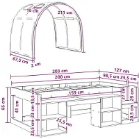 vidaXL Bedframe met Tunnel 3 st Sonoma eiken en blauw Bewerkt hout