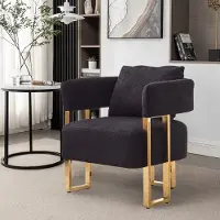 STILVORA Fauteuil 68 x 68 x 70 Cm - Zachte Fluwelen Zitting Met Armleuningen - Voor Woonkamer, Slaapkamer Of Balkon - Zwart Met Metaal