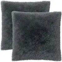 vidaXL Kussen 2 st HEERLEN Antraciet 55 x 55 cm PV Fleece