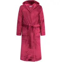 Gaubert Unisex Lange Fleece Badjas Met Capuchon – Bordeaux Rood