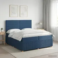 vidaXL Boxspringbed met matras met hoofdeinde Blauw 200 x 200 cm Stof