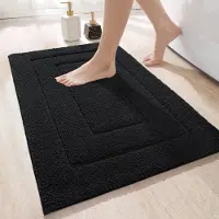 Unyqoos Zachte Antislip Badmat voor Badkamer en Douche, Waterabsorberend, Machinewasbaar, 50 x 80 cm, Zwart