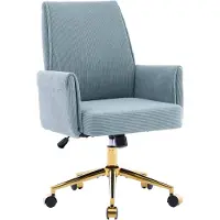 Merax Ergonomische Bureaustoel - Blauw Ribstof - Gouden Onderstel - In Hoogte Verstelbaar - 360° Draaibaar - Met Armleuningen en Wielen
