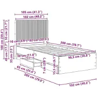 vidaXL bedframe met opbergruimte en hoofdeinde, gerookt eikenhout