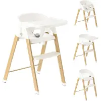 Deryan Luxe Kinderstoel - Meegroei kinderstoel - Inklapbaar - Wit/Houtlook