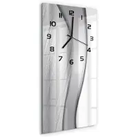 Tulup Wandklok - Metaalabstractie Decoratieve Glazen Klok - 30x60 cm - Zilver Glazen Wandklok Design - Zwarte handen - Rechthoekige Klok - Glazen Klok Met Print - Wandklok Glas Met Motief