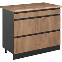 Vicco Keukenonderkast R-Line Goudkleurig Eiken/Antraciet 100 cm goudkleurig eiken werkblad, Model 71561