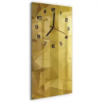 Tulup Wandklok - Abstracte achtergrond Glazen Wandklok Design - 30x60 cm - Geel Klok Glas Met Opdruk - Zwarte handen - Rechthoekige Klok - Wandklok Glas Met Motief - Decoratieve Glazen Klok