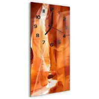 Tulup Wandklok - Canyon Moderne Wandklok Glas - 30x60 cm - Oranje Wandklok Glas Decoratie - Zwarte handen - Rechthoekige Klok - Glazen Wandklok Design - Klok Glas Met Opdruk
