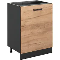Vicco Keukenonderkast R-Line Goudkleurig Eiken/Antraciet 60 cm met 1 deur zonder werkblad, Model 72034