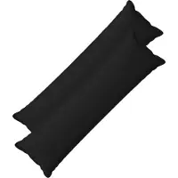 vidaXL Kussensloop 2 st HOUTEN Zwart 40 x 145 cm Faux Linnen