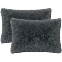vidaXL Kussensloop 2 st HEERLEN Antracietkleurig 50 x 75 cm PV Fleece