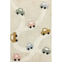 Mats & Joy auto kinderkamer vloerkleed - 100% katoen - wasbaar - 120 x 180 cm