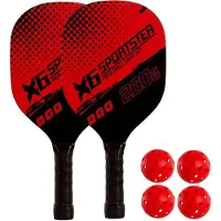 Softee Set van 2 houten pickleballpeddels met 4 ballen Rojo ÚNICA