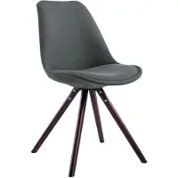 CLP bezoekersstoel Toulouse, bekleed met stof, rond model, met zitkussen en ronde houten poten, donkergrijs frame, kleur cappuccino