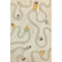 Mats & Joy vloerkleed Little Roads beige - katoen - wasbaar - 120 x 180 cm
