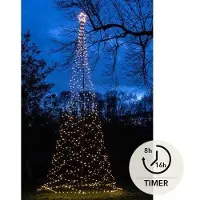 Anna's Collection Vlaggenmast Kerstboom Met Paal Met 836 Lampjes Classic Warm H 5 M